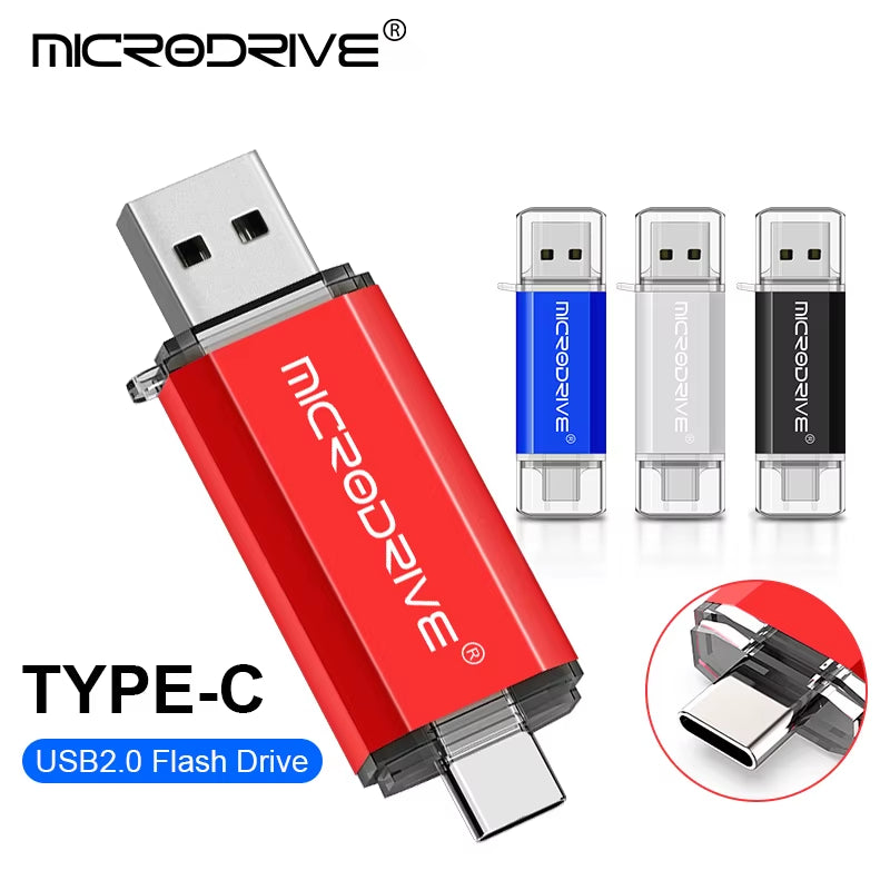 Versatile 2-in-1 Type C & Micro USB Flash Drive - High-Speed OTG Pen Drive Available in 128GB, 64GB, 32GB, 16GB, 8GB, and 4GB