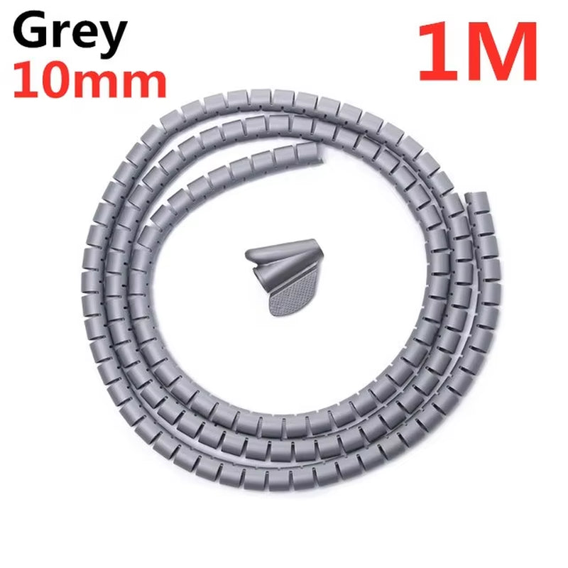 Flexible Spiral Cable Protector - 2M/1M Cord Organizer for Computer Management (16/10mm)