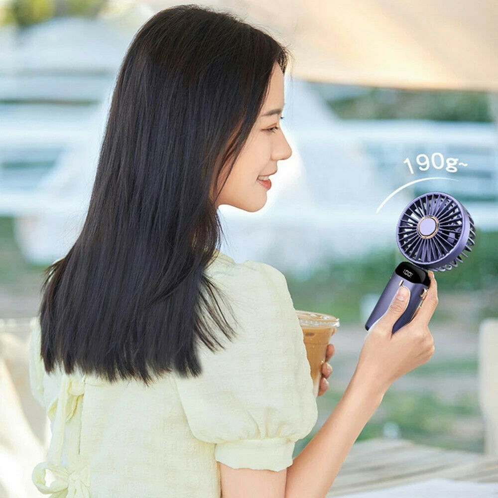 Portable Hand-Held Fan Mini Folding Desk Fan Cooler Cooling USB Rechargeable UK