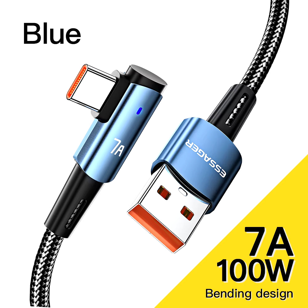 90° Angle 100W USB Type C to USB C Cable - Fast Charging for iPad, MacBook Pro, Xiaomi, Samsung, Huawei
