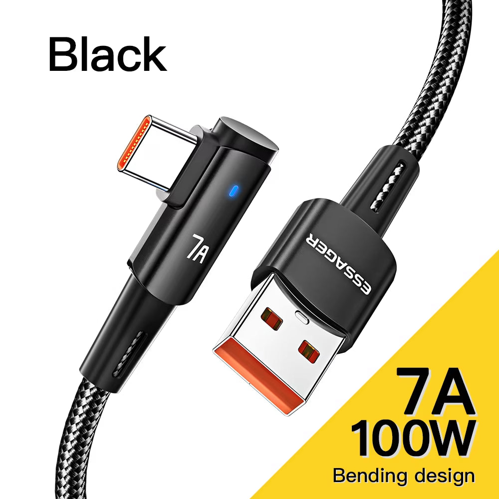 90° Angle 100W USB Type C to USB C Cable - Fast Charging for iPad, MacBook Pro, Xiaomi, Samsung, Huawei