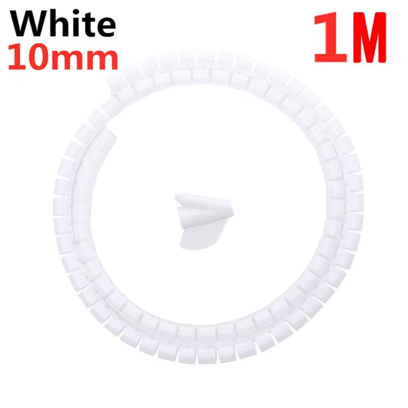 Flexible Spiral Cable Protector - 2M/1M Cord Organizer for Computer Management (16/10mm)