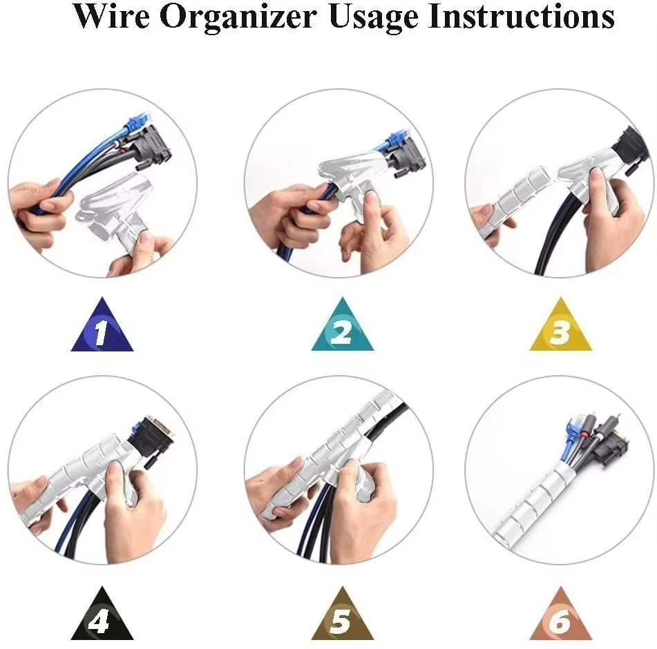 Flexible Spiral Cable Protector - 2M/1M Cord Organizer for Computer Management (16/10mm)