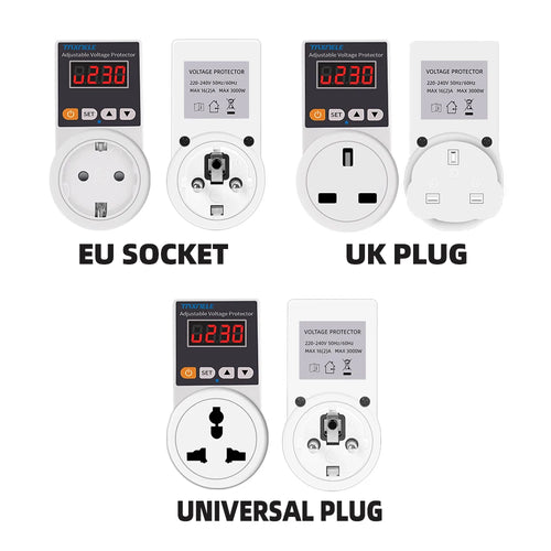 Adjustable 16A Voltage Protector Socket for AC 220V – Safeguard Your Refrigerator and Appliances