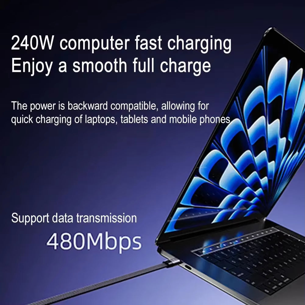 240W Type-C to Type-C Elbow Fast Charging Data Cable with Foldable Phone Holder for iPhone 17/16/15 and Samsung Devices