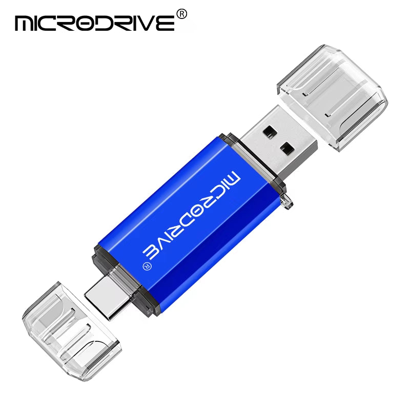 Versatile 2-in-1 Type C & Micro USB Flash Drive - High-Speed OTG Pen Drive Available in 128GB, 64GB, 32GB, 16GB, 8GB, and 4GB