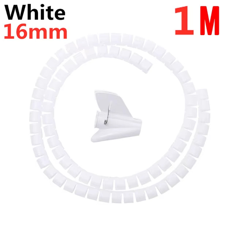 Flexible Spiral Cable Protector - 2M/1M Cord Organizer for Computer Management (16/10mm)