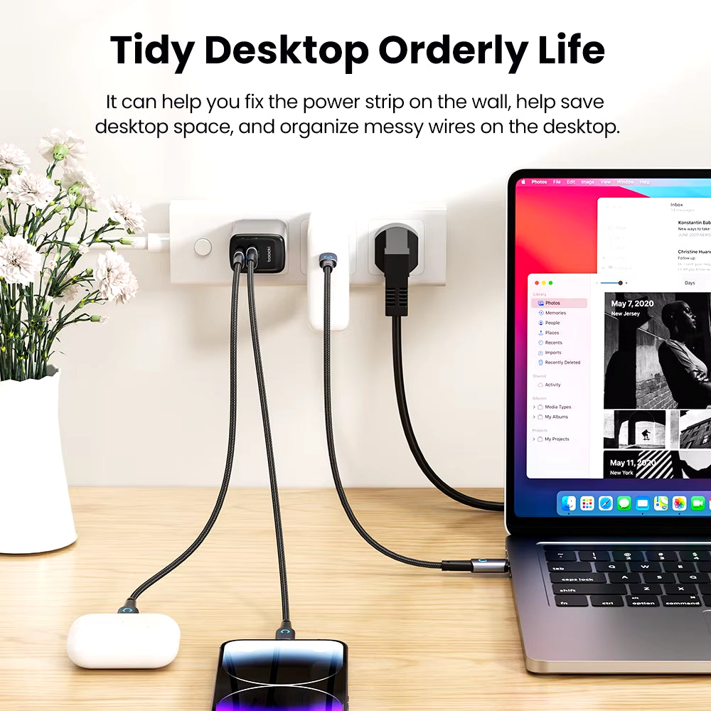 Wall-Mounted Self-Adhesive Power Socket Strip Holder - Punch-Free Organizer for Kitchen & Office