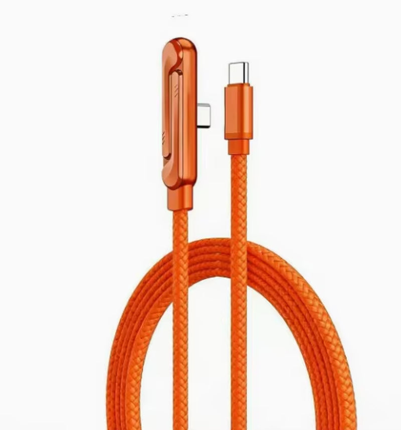 240W Type-C to Type-C Elbow Fast Charging Data Cable with Foldable Phone Holder for iPhone 17/16/15 and Samsung Devices
