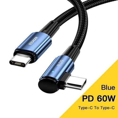 90° Angle 100W USB Type C to USB C Cable - Fast Charging for iPad, MacBook Pro, Xiaomi, Samsung, Huawei