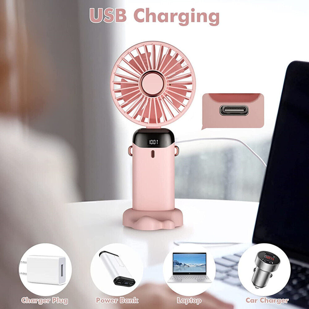 Portable Hand-Held Fan Mini Folding Desk Fan Cooler Cooling USB Rechargeable UK