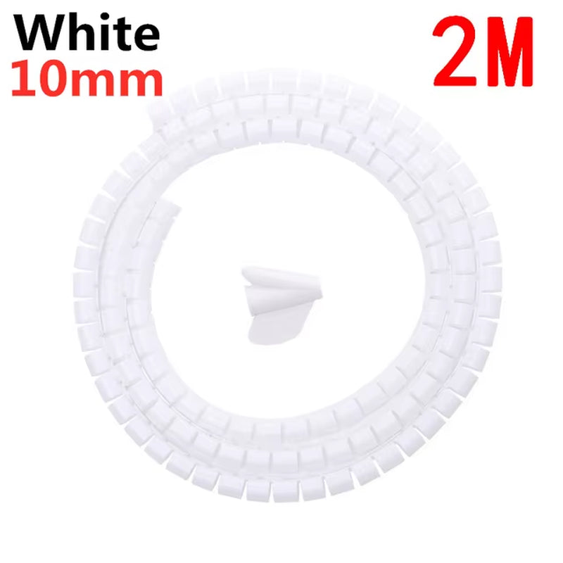 Flexible Spiral Cable Protector - 2M/1M Cord Organizer for Computer Management (16/10mm)
