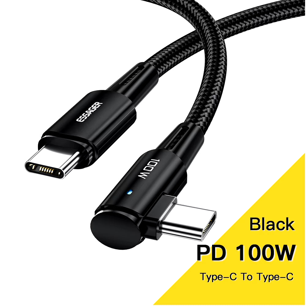 90° Angle 100W USB Type C to USB C Cable - Fast Charging for iPad, MacBook Pro, Xiaomi, Samsung, Huawei