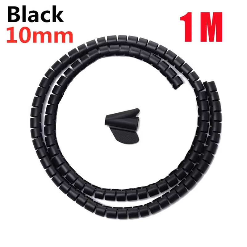 Flexible Spiral Cable Protector - 2M/1M Cord Organizer for Computer Management (16/10mm)