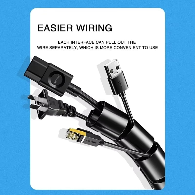 Flexible Spiral Cable Protector - 2M/1M Cord Organizer for Computer Management (16/10mm)