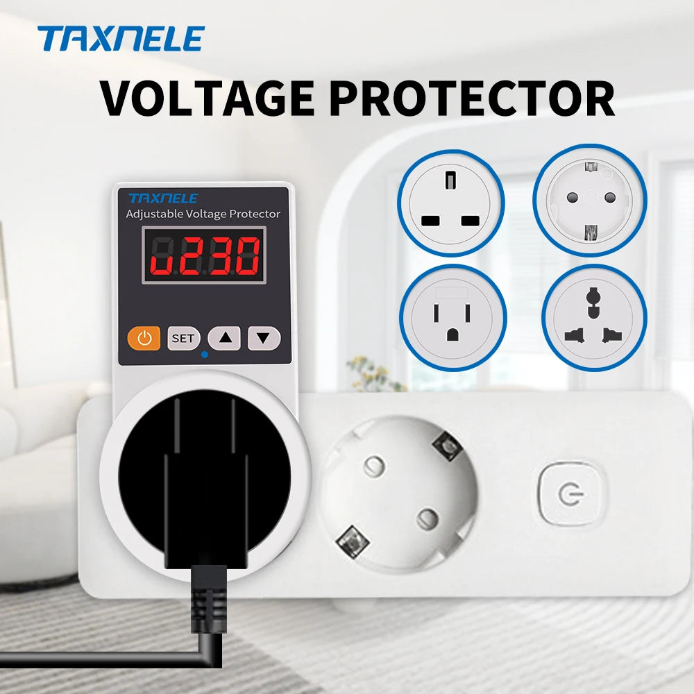 Adjustable 16A Voltage Protector Socket for AC 220V – Safeguard Your Refrigerator and Appliances